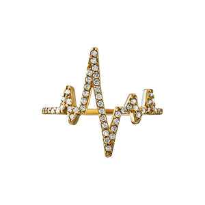 Heartbeat Lab Grown Diamond Ring: 14K Gold Pulse Line Band