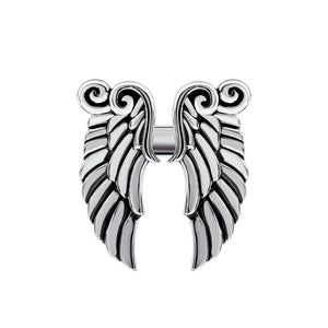 Angel Wing Open Ring: 925 Silver & Solid Gold Band