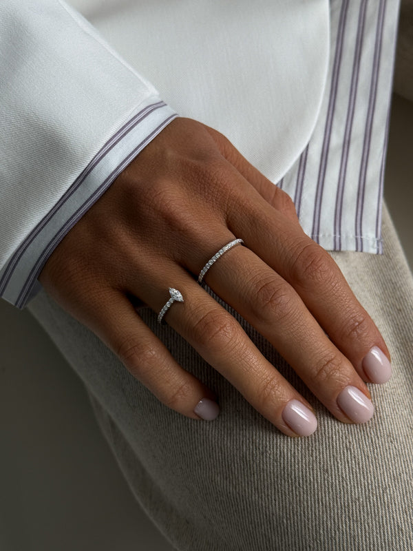 Marquise Diamond Engagement Ring Genuine Lab Grown Diamond Anniversary Ring Unique Proposal Ring for Her Six Claw Prong Setting Ring Gift
