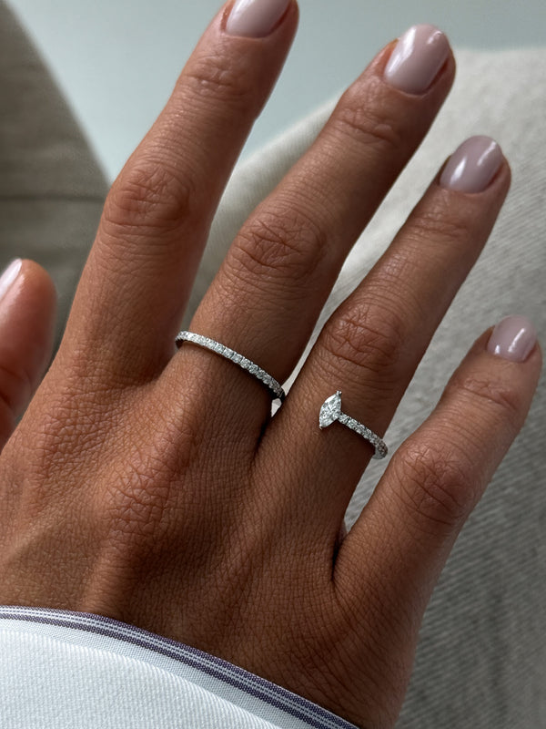 Marquise Diamond Engagement Ring Genuine Lab Grown Diamond Anniversary Ring Unique Proposal Ring for Her Six Claw Prong Setting Ring Gift