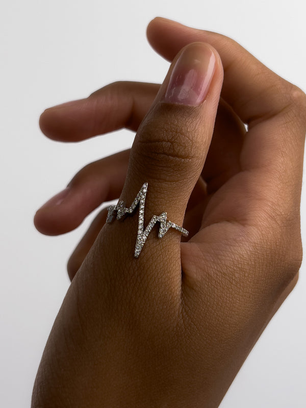 Heartbeat Lab Grown Diamond Ring: 14K Gold Pulse Line Band