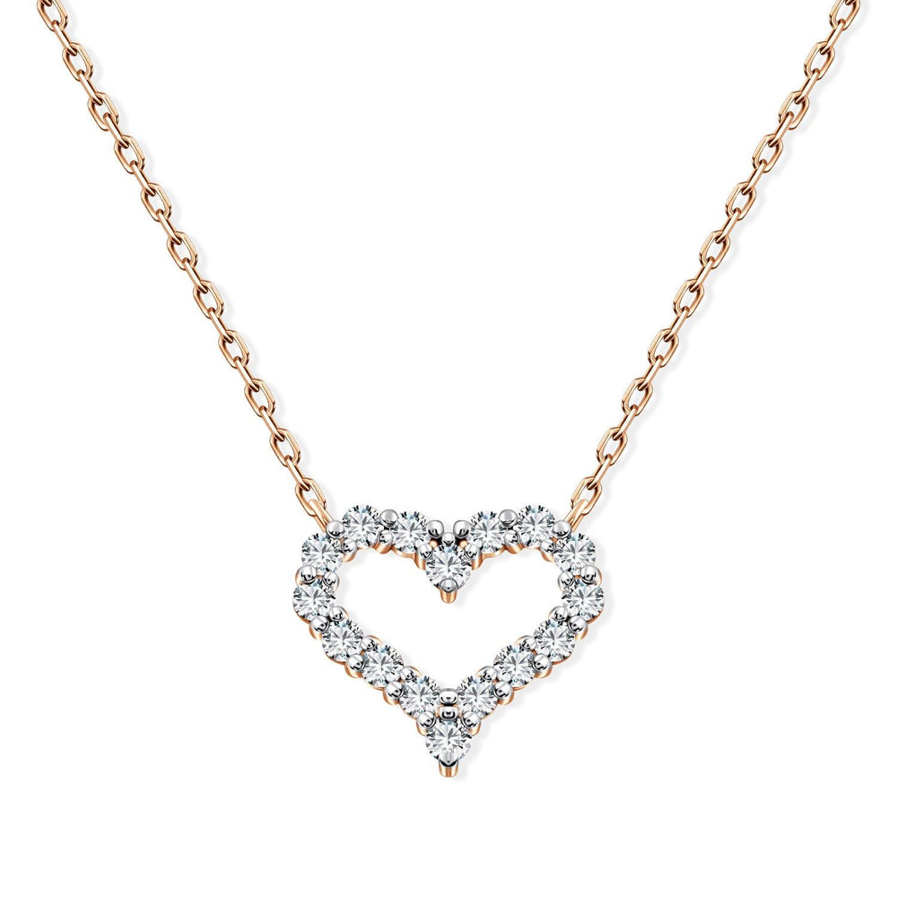 Lab Grown Diamond Heart Pendant Necklace: 925 Silver, 10K/14K/18K Gold