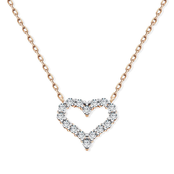 Lab Grown Diamond Heart Pendant Necklace: 925 Silver, 10K/14K/18K Gold