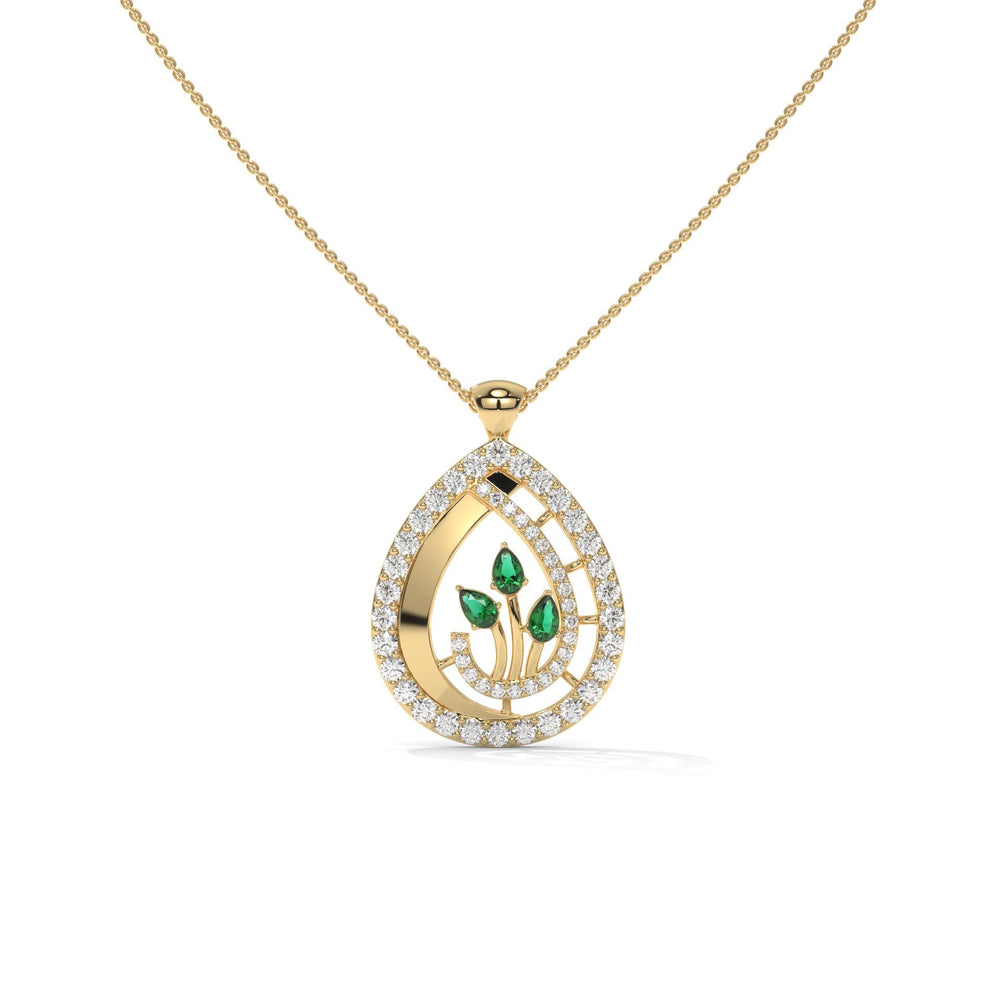 Green Pear-Cut Lab Grown Diamond Pendant: 925 Silver, 10K/14K/18K Gold