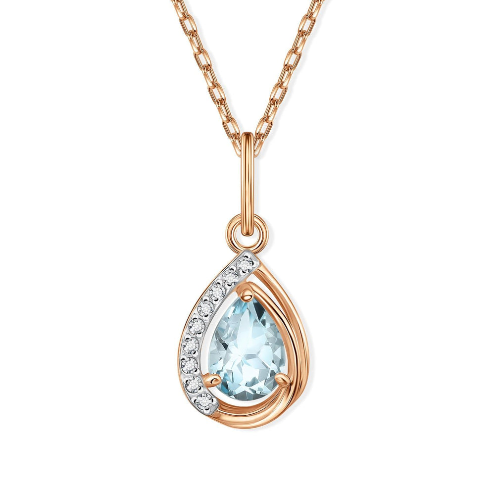 Teardrop Blue Lab Grown Diamond Pendant Necklace: 925 Silver, 10K/14K/18K Gold