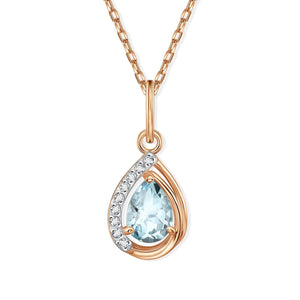 Teardrop Blue Lab Grown Diamond Pendant Necklace: 925 Silver, 10K/14K/18K Gold
