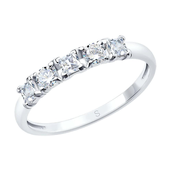 Dainty Lab Grown Diamond Band: Princess & Round Cut, Silver or Gold