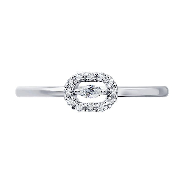 Marquise Halo Lab Diamond Ring: Petite Dainty Stackable Design