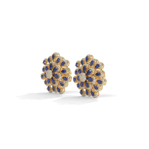 Blue Pear Lab Diamond Floral Earrings: Gold & Silver