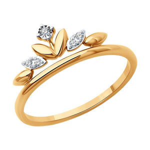 Dainty Lab Grown Diamond Leaf Ring: Crown Design