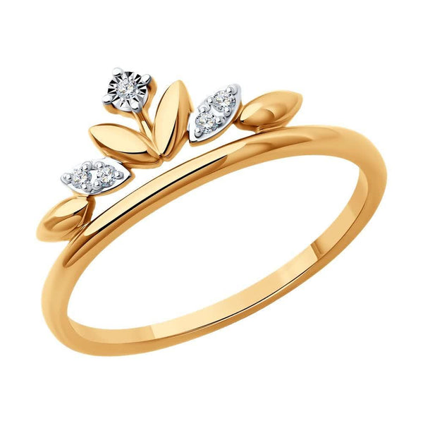 Dainty Lab Grown Diamond Leaf Ring: Crown Design