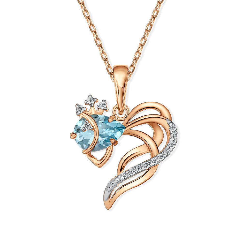 Blue Pear Lab Diamond Heart Pendant: 925 Silver, 10K/14K/18K Gold