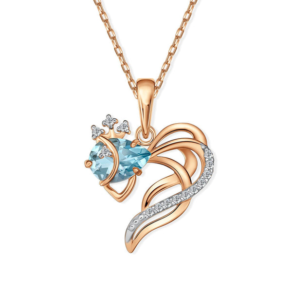 Blue Pear Lab Diamond Heart Pendant: 925 Silver, 10K/14K/18K Gold