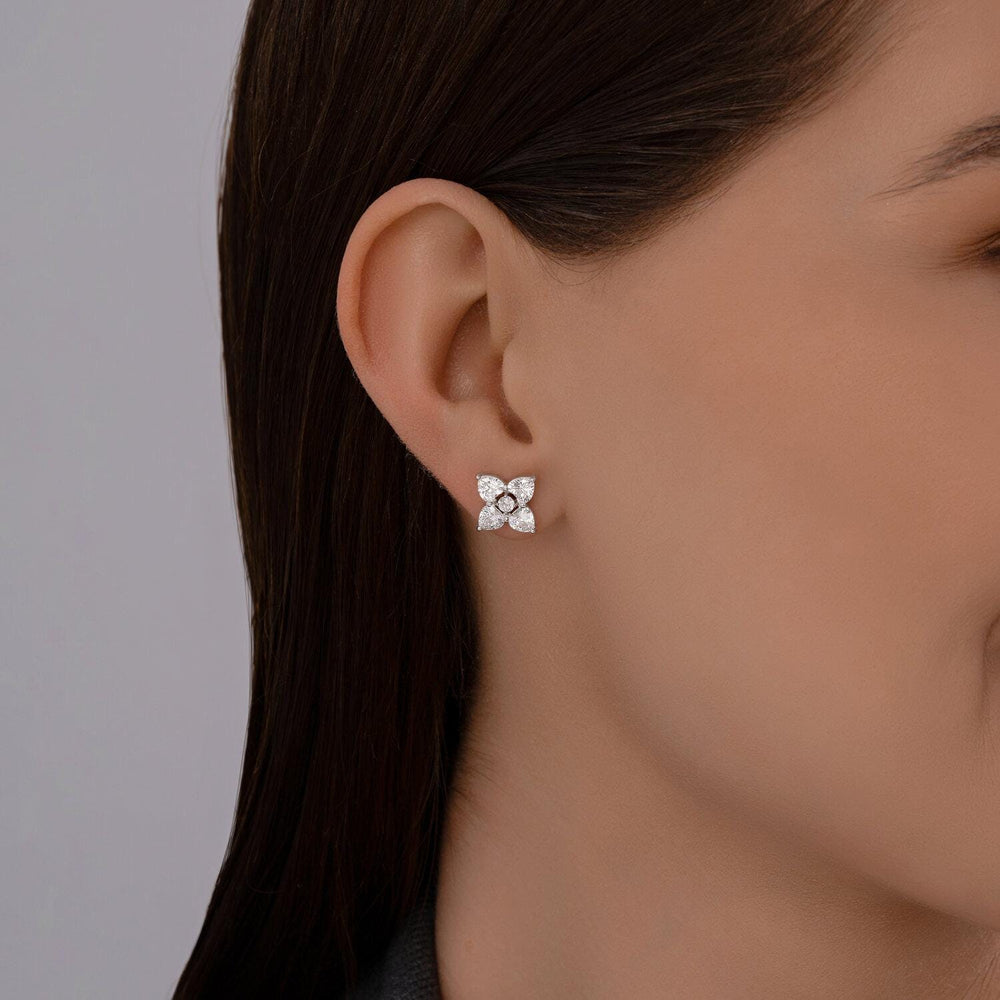Heart-Shaped Petal Earrings 3.60 Carat | Gold, Silver | Lab Grown Diamonds