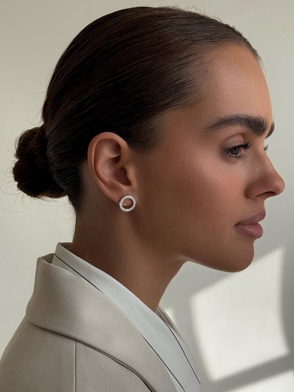 Diamond Halo Stud Earrings: Solid Gold, Sterling Silver