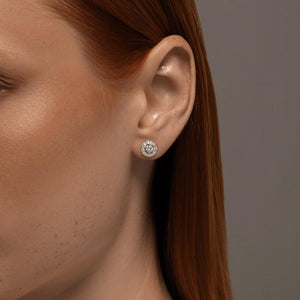 Timeless Lab Grown Diamond Halo Stud Earrings | Sterling Silver, 10K, 14K, 18K Solid Gold