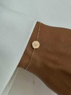 Custom Initial Disc Bracelet: Personalized Charm
