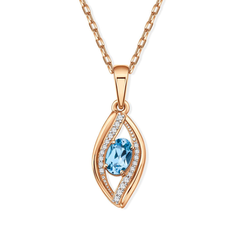 IGI Certified Blue Oval Lab Grown Diamond Pendant Necklace: 925 Silver, 10K/14K/18K Gold
