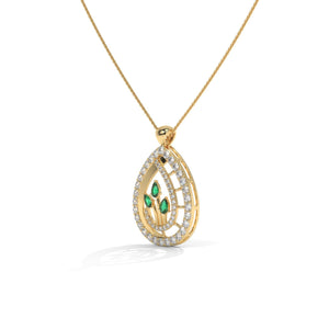 Green Pear-Cut Lab Grown Diamond Pendant: 925 Silver, 10K/14K/18K Gold