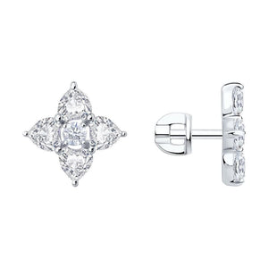 Heart-Shaped Petal Earrings 3.60 Carat | Gold, Silver | Lab Grown Diamonds