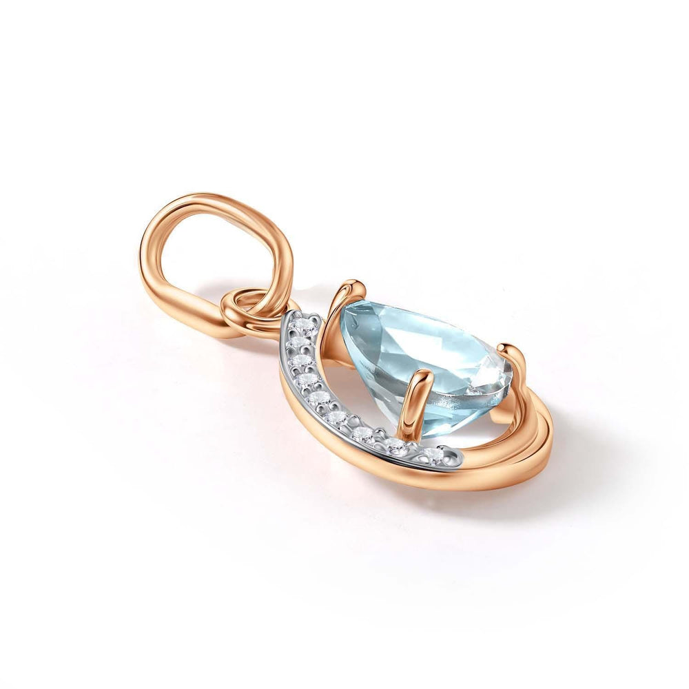 Teardrop Blue Lab Grown Diamond Pendant Necklace: 925 Silver, 10K/14K/18K Gold