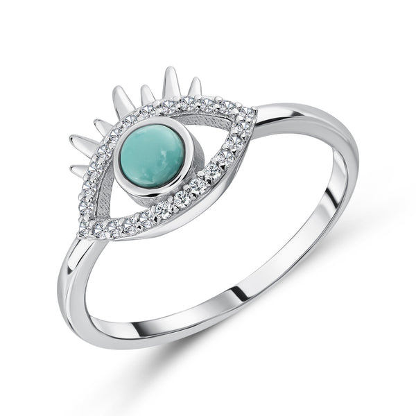 Evil Eye Ring: Turquoise Enamel, Lab Grown Diamond, Solid Gold or Sterling Silver