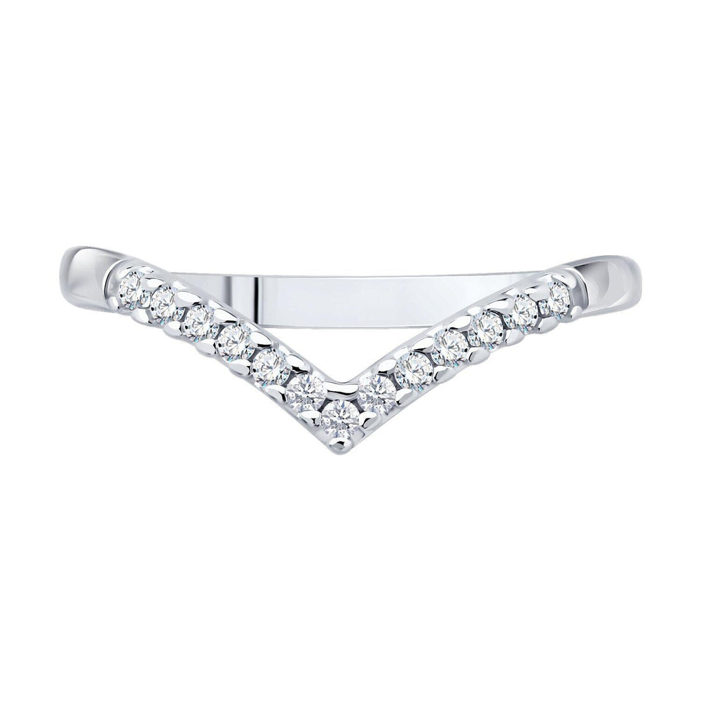 Lab Grown Diamond V Ring: Petite Stacking Ring, Gold & Silver