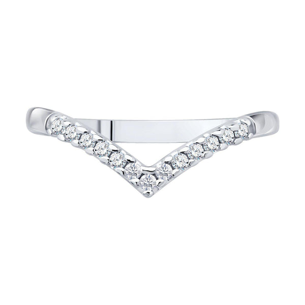 Lab Grown Diamond V Ring: Petite Stacking Ring, Gold & Silver