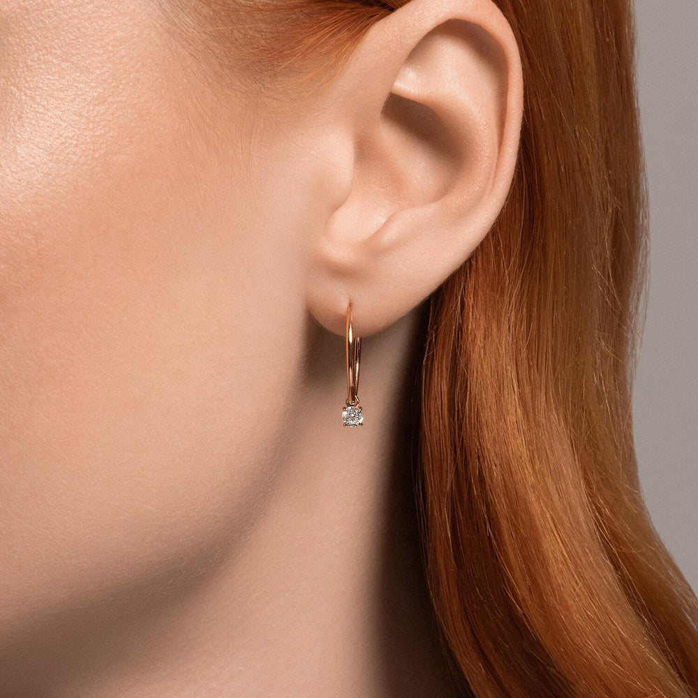 Lab Grown Diamond Drop Hoop Earrings – Minimalist Everyday Luxury | Gold, Silver