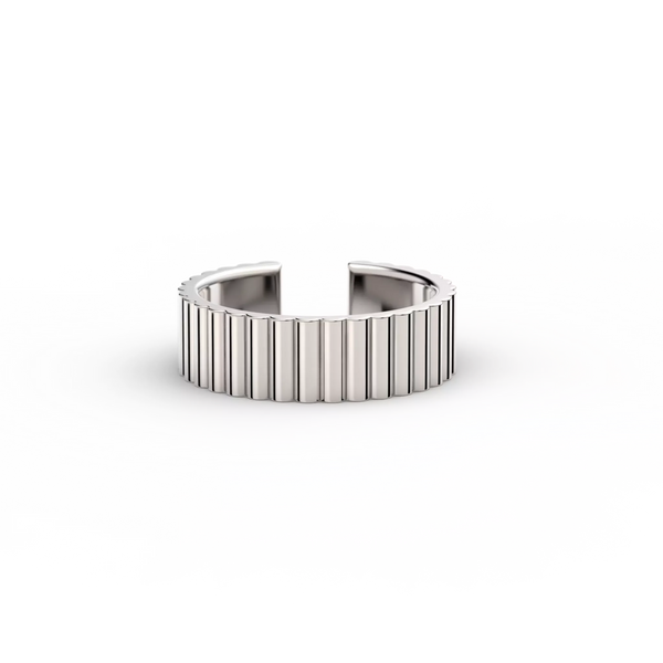 Men's Ribbed Open Sterling Silver Ring: Modern Minimalist Band