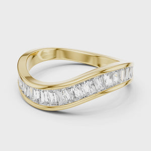 Lab Grown Baguette Diamond Band: Solid Gold, Platinum or Sterling Silver, Wedding Band, Eternity Band, Gift for wife