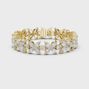 14 Carat Marquise and Round Cut Luxury Diamond Bracelet, Women/Men | 10K, 14K, 18K Gold, 925Silver | Lab Grown Diamond