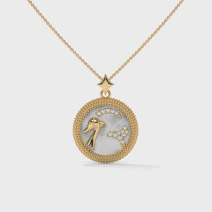 Capricorn Zodiac Pendant Necklace, Unisex | 10K, 14K, 18K Gold, 925 Silver | Cable Chain | Lab Grown Diamond
