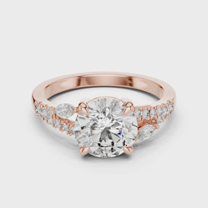 Round Brilliant Lab Diamond Ring Lab Crete Diamond Engagement Ring Vintage Diamond Ring for Women Promise Ring for Her Anniversary Ring Gift