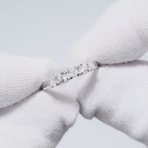 Dainty Lab Grown Diamond Band: Princess & Round Cut, Silver or Gold