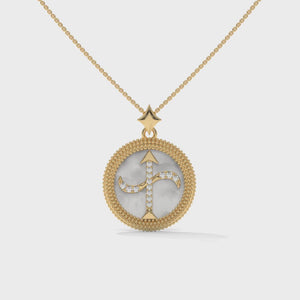Sagittarius Zodiac Pendant Necklace, Lab Grown Diamond, Gold or Silver