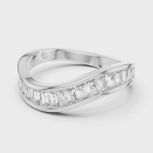 Lab Grown Baguette Diamond Band: Solid Gold, Platinum or Sterling Silver, Wedding Band, Eternity Band, Gift for wife