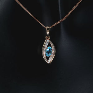 IGI Certified Blue Oval Lab Grown Diamond Pendant Necklace: 925 Silver, 10K/14K/18K Gold