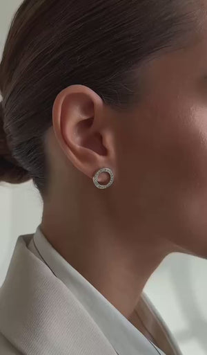 Diamond Halo Stud Earrings: Solid Gold, Sterling Silver