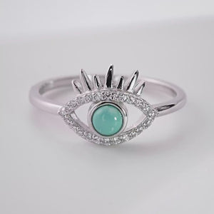 Evil Eye Ring: Turquoise Enamel, Lab Grown Diamond, Solid Gold or Sterling Silver