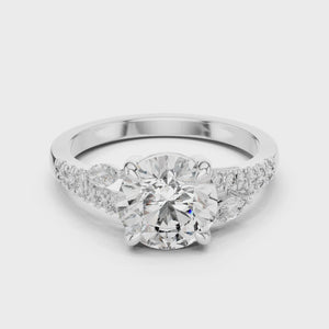 Round Brilliant Lab Diamond Ring Lab Crete Diamond Engagement Ring Vintage Diamond Ring for Women Promise Ring for Her Anniversary Ring Gift