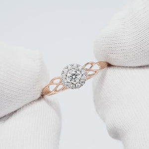 Lab Grown Diamond Halo Twist Ring: Dainty Stackable Band
