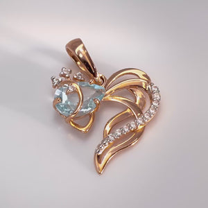 Blue Pear Lab Diamond Heart Pendant: 925 Silver, 10K/14K/18K Gold