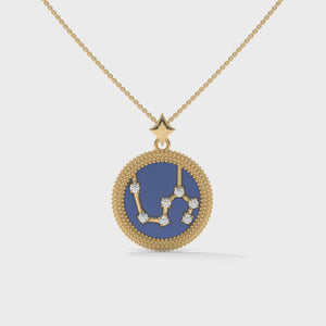 Leo Zodiac Pendant Necklace, Unisex | 10K, 14K, 18K Gold, 925 Silver | Cable Chain | Lab Grown Diamond