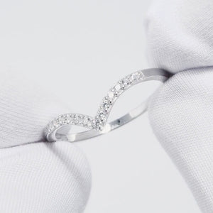 Lab Grown Diamond V Ring: Petite Stacking Ring, Gold & Silver