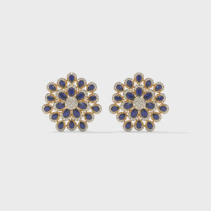 Blue Pear Lab Diamond Floral Earrings: Gold & Silver