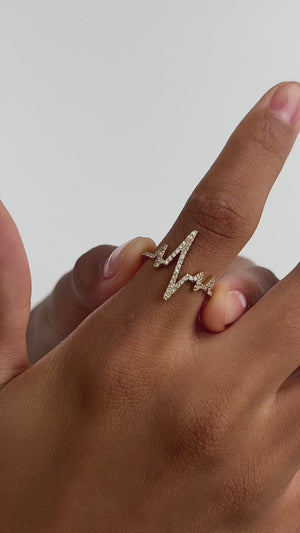 Heartbeat Lab Grown Diamond Ring: 14K Gold Pulse Line Band