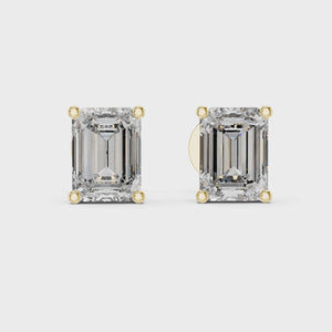 IGI Certified Emerald Cut Diamond Stud Earrings | Lab Grown Diamond | 10K, 14K, 18K Solid Gold or 925 Silver