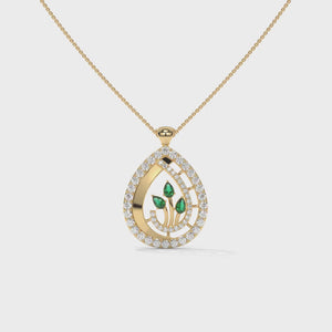 Green Pear-Cut Lab Grown Diamond Pendant: 925 Silver, 10K/14K/18K Gold