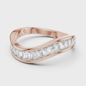 Lab Grown Baguette Diamond Band: Solid Gold, Platinum or Sterling Silver, Wedding Band, Eternity Band, Gift for wife